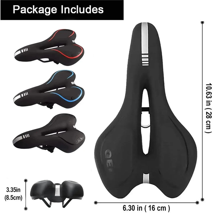Bike Saddle Silicone Cushion Cycling Seat PU Leather Surface Silica Filled Gel TimeTrial Comfortable Shockproof Bicycle Saddle