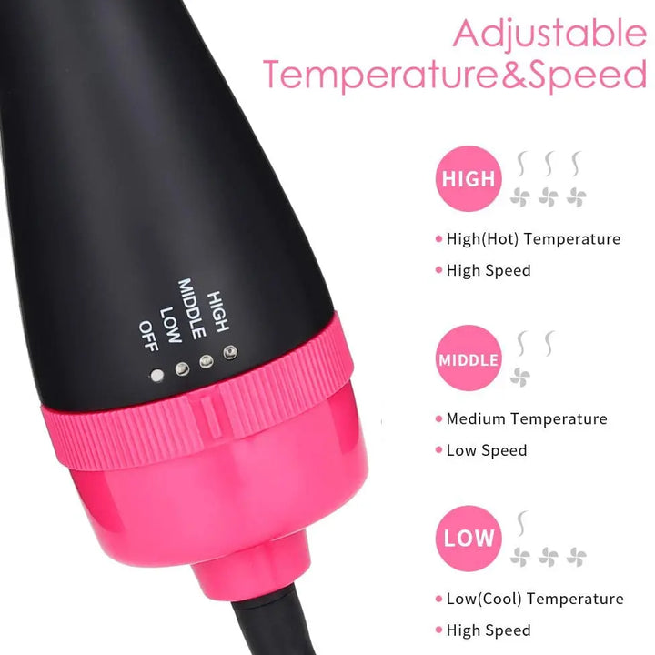 One Step Hair Dryer and Volumizer Round Hot Air Brush 3 in 1 Anti-Scald Negative Ion Hair Straightener Brush Comb Curler Styler