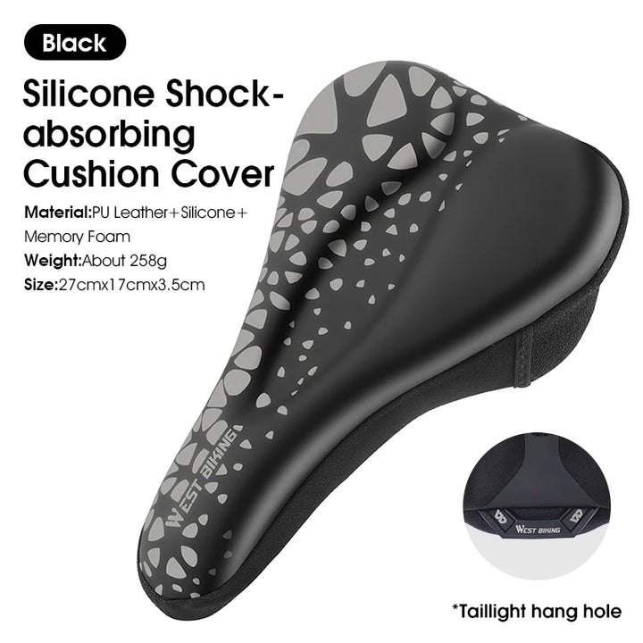 WEST BIKING Comfortable Bicycle Saddle Cover Breathable Rebound Silicone Foam Bike Seat Cover With Rain Cover Bike Accessories