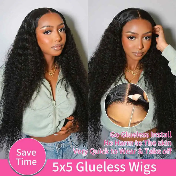 6x4 5x5 Wear and Go Glueless Wigs Human Hair HD Curly Wigs for Women Real No Glue Lace Wig Pre Cut Glueless Wig For Beginners
