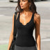Summer Pure Desire Top Thread U Neck High Elastic Slimming Slim and Sexy Tank Top with Sweet and Spicy Solid Color Slim Fit