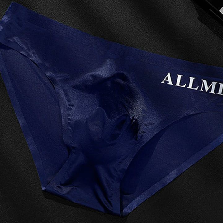 Letter Sexy Men Briefs Ball Pouch Triangle Pants Ice Silk Low Waist Men's Panties Ultra Thin Breathable Comfort Sports Underwear