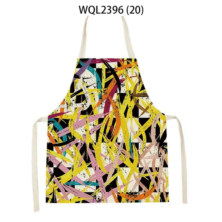 1 Piece Abstract Patchwork Home Kitchen Sleeveless Cleaning Halter Neck Apron Holiday Dinner Baking Cooking Accessories Bib