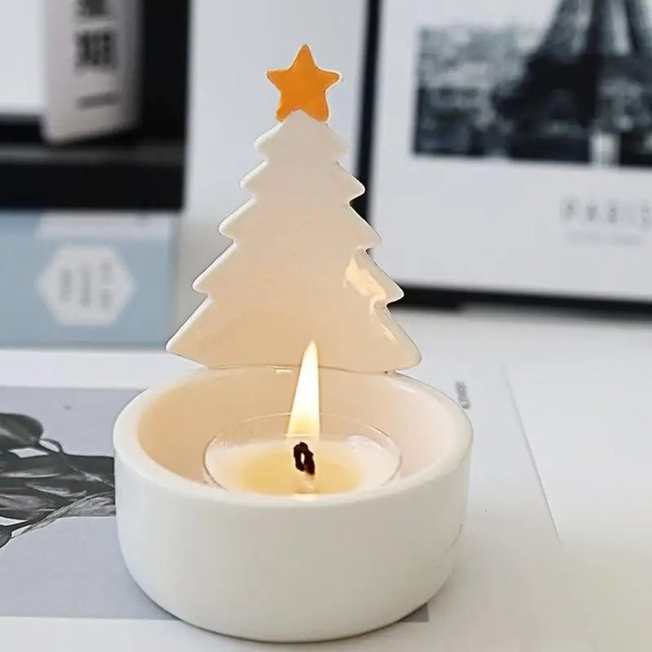 Ceramic Tea Candles Holder Ceramic Votive Candle Holders Vintage Candle Holder Christmas Tree Shape Home Decor For Dining Room