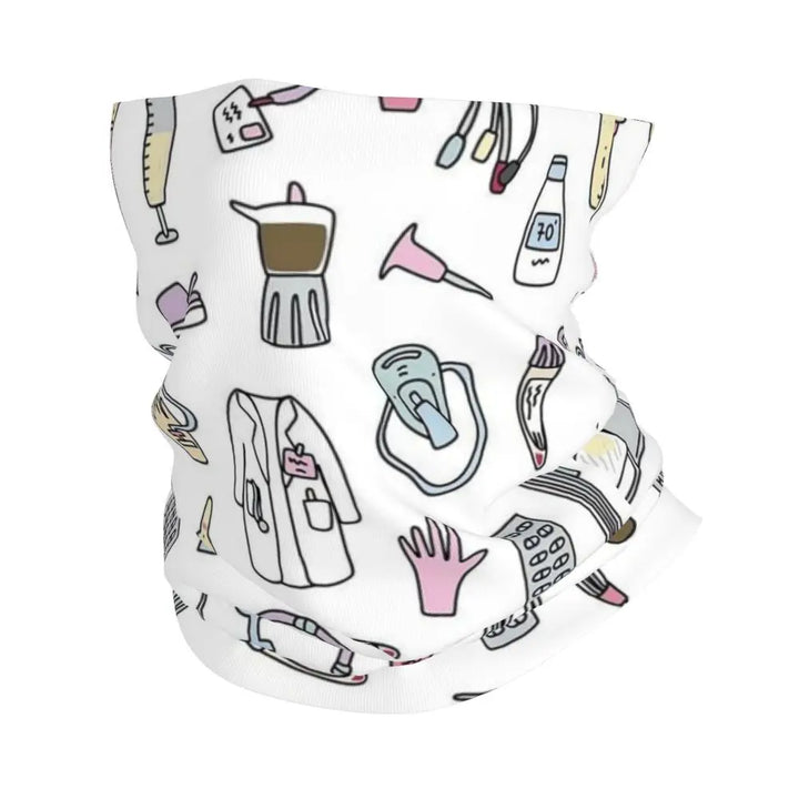 Custom Nursing Pattern Nurse Bandana Neck Gaiter for Ski Cycling Women Men Wrap Scarf Health Care Headband Warmer