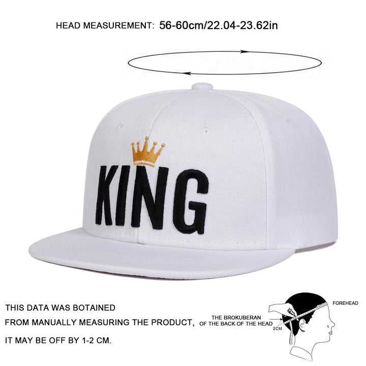 1piece Unisex KING Crown Embroidery Hip-hop Hats Fashion Spring Autumn Outdoor Adjustable Casual Baseball Caps Sunscreen Hat
