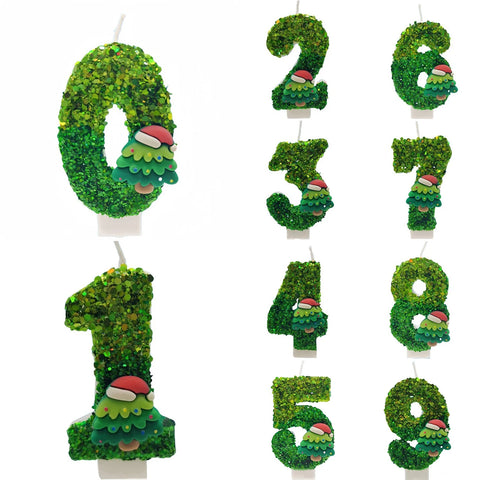 Christmas Tree Happy Birthday Candles for Cake Decorating Number Candles Cake Topper Decorations Christmas Home Party Decoration