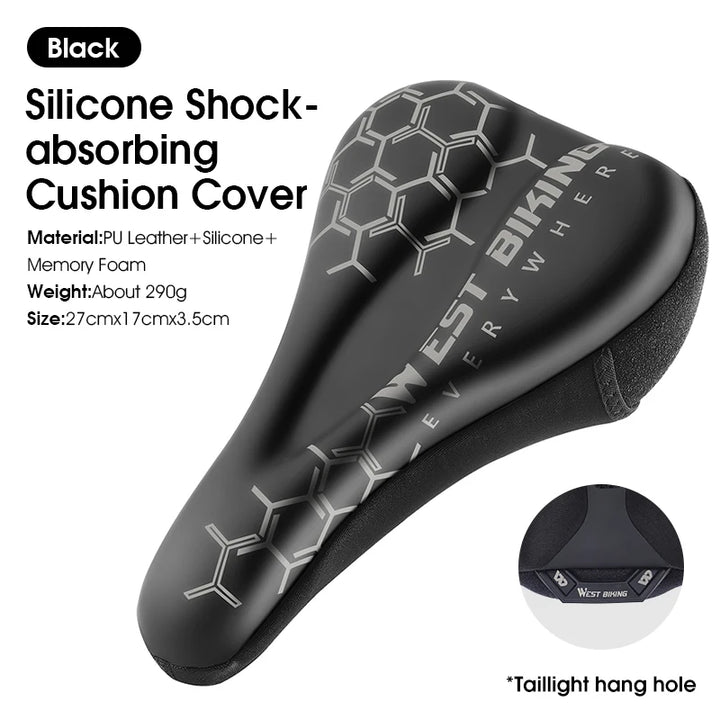 WEST BIKING Comfortable Bicycle Saddle Cover Breathable Rebound Silicone Foam Bike Seat Cover With Rain Cover Bike Accessories