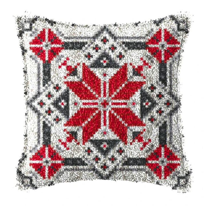 Christmas Vintage Classic Latch Hook Set Embroideried Latch Hook Kits Flower Latch Hook Pillow Button Pad Package Handmade Cross