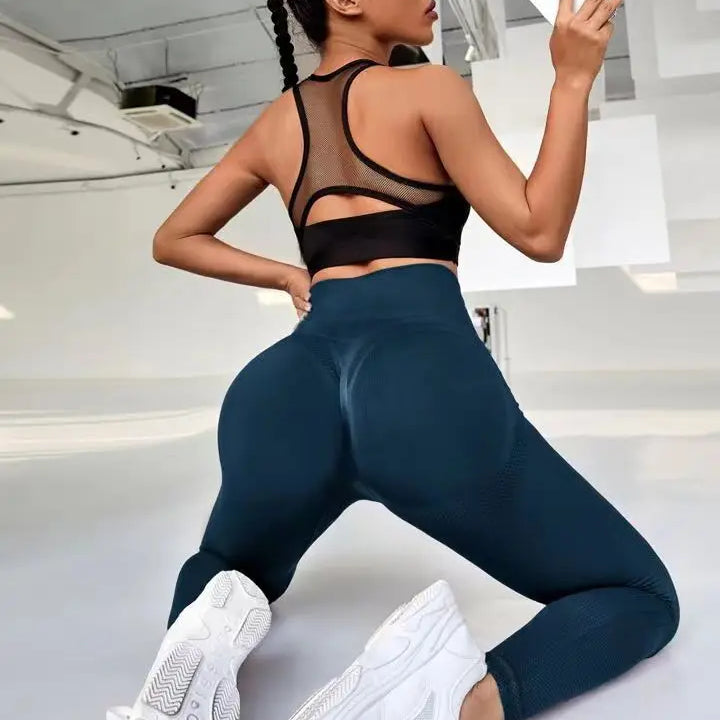 Women Seamless Solid Leggings Knit Slim Leggings High Waist Hip Liftting Fashion Elastic Fitness Yoga Tights Gym Workout Pants