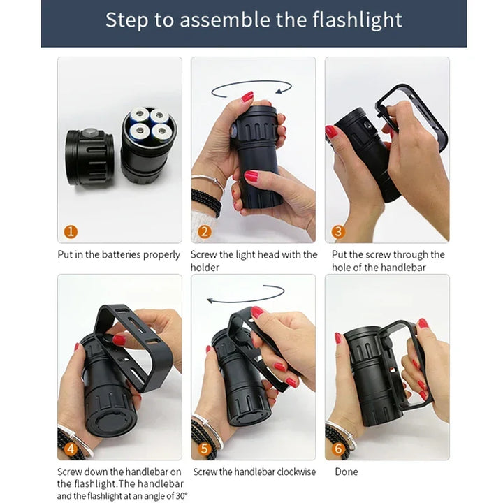 10000Lumens 27 LED Diving Flashlight Professional Underwater Photography Light Highlight Lamp 100M Waterproof Video Camera Torch