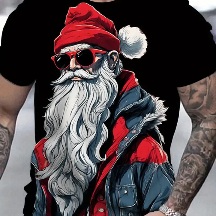 Men's T Shirt Santa Claus Graphic Print Pullover Summer Casual Short Sleeve Tee Fashion Funny T-Shirts Male Oversized Clothing