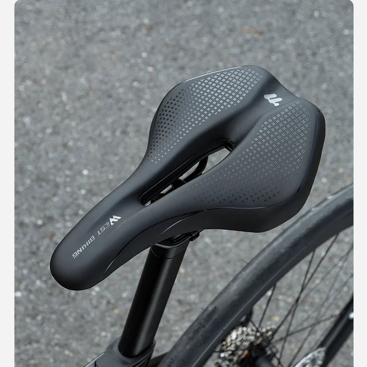 WEST BIKING Bicycle Saddle Comfortable Bike Seat Wear-resistant PU Leather Hollow Road Bicycle Parts Cycling Saddle Bike Cushion