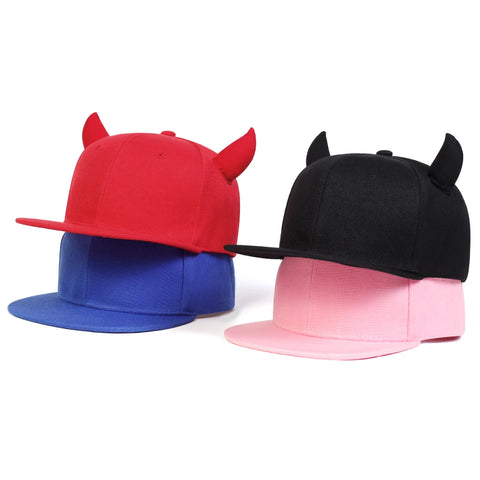 1piece Unisex Cute Cow Horn Hip-hop Hats Fashion Spring Autumn Outdoor Adjustable Casual Baseball Caps Sunscreen Hat