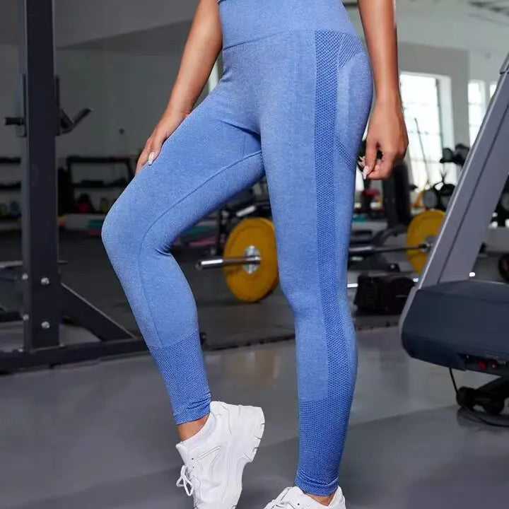 Women Seamless Solid Leggings Knit Slim Leggings High Waist Hip Liftting Fashion Elastic Fitness Yoga Tights Gym Workout Pants
