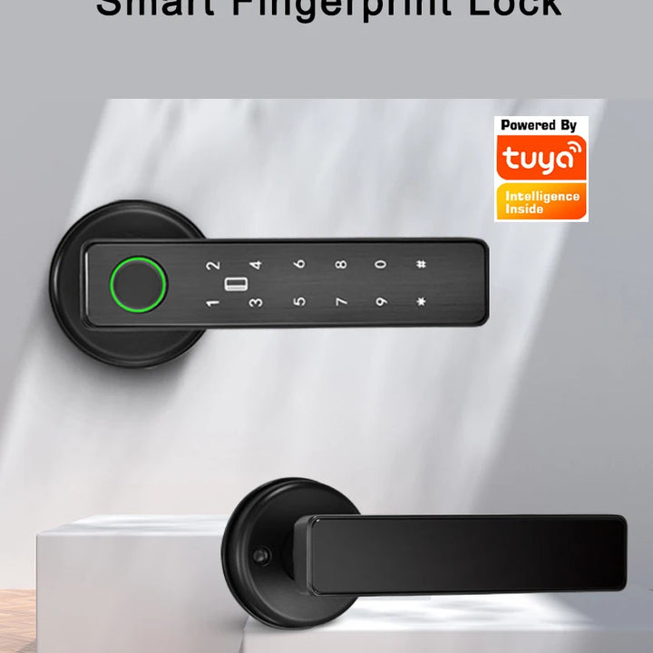 Tuya SmartLife APP WiFi Remote Control Smart Fingerprint Password RFID IC Card Lock Dead Bolt For Indoor Home Wooden Metal Door