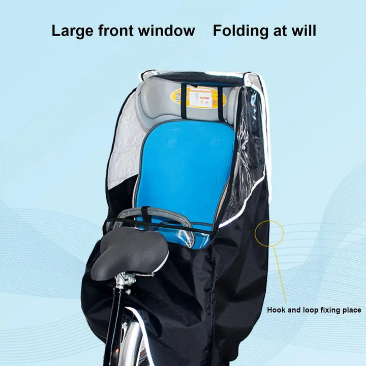 Bike Rear Child Seat Rain Cover Rain And Wind Cover For Bike Child Seat Windproof & Breathable With Transparent Window