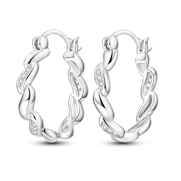 925 Sterling Silver Earring Round Shape Hoop Earrings Color Zircon Geometry Simple Jewelry Women Girl Evening Party Gifts