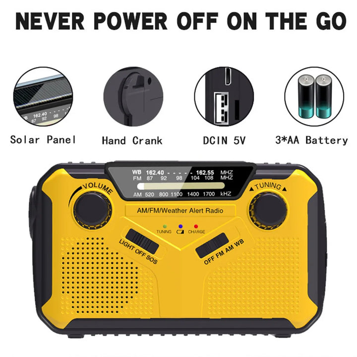 Hot Emergency Radio Solar Hand Crank Radio AM/FM Radio LED Flashlight SOS Alarm Power Bank Speaker Dropshipping Wholesale