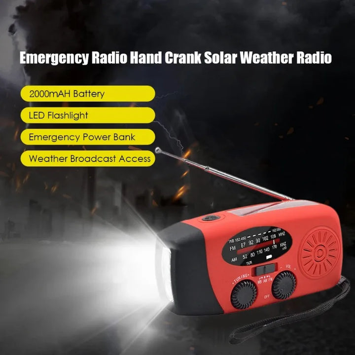 Emergency Hand Crank Radio with LED Flashlight FM AM WB NOAA Weather Radio 600mAh USB Charging Emergency Waterproof Camping