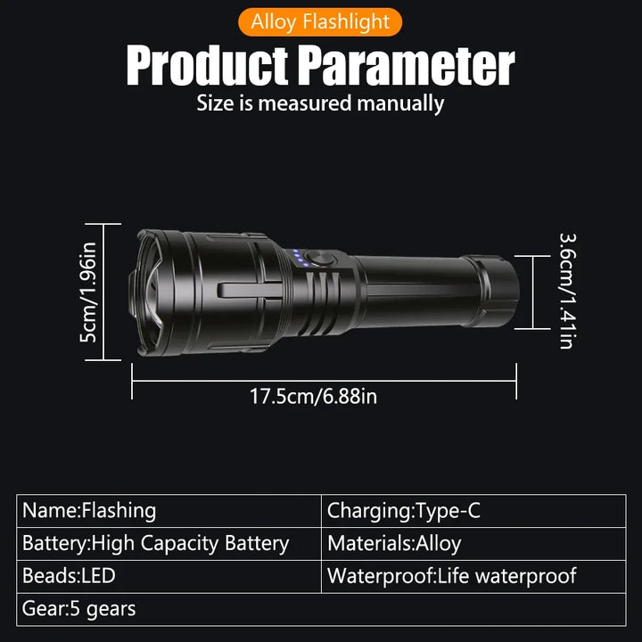 Ultra Powerful Flashlight Concentrating Ignition Flashlight Waterproof Military Tactical Lamp Outdoor Camping Adventure Torch