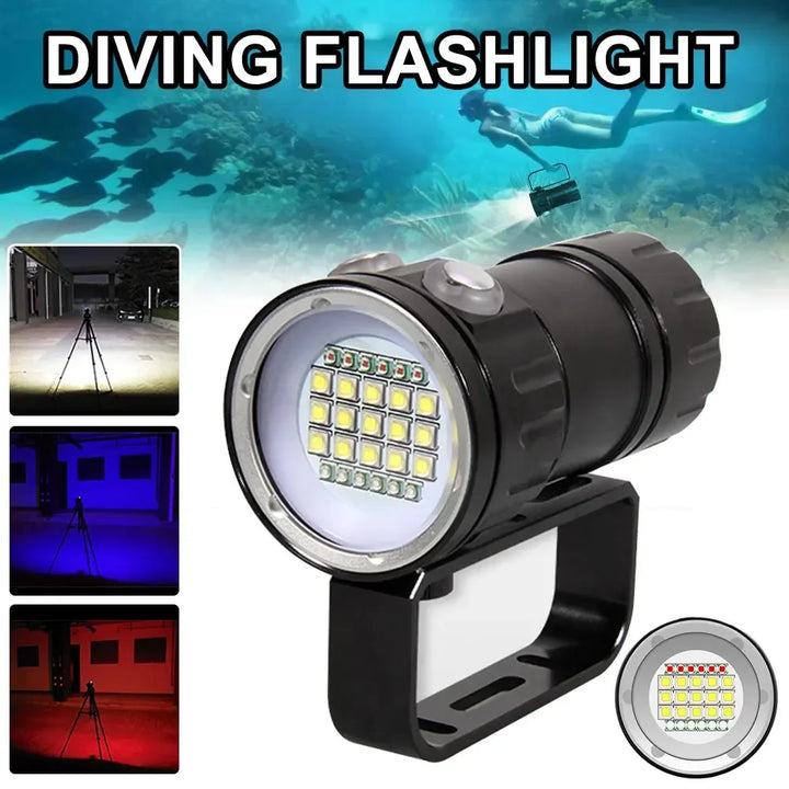10000Lumens 27 LED Diving Flashlight Professional Underwater Photography Light Highlight Lamp 100M Waterproof Video Camera Torch