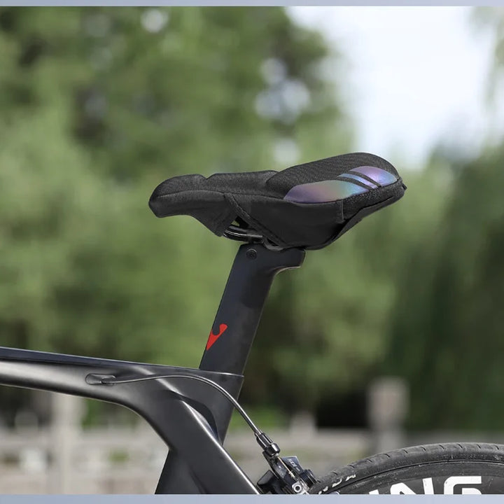 WEST BIKING Comfortable Bicycle Saddle Cover Breathable Rebound Silicone Foam Bike Seat Cover With Rain Cover Bike Accessories