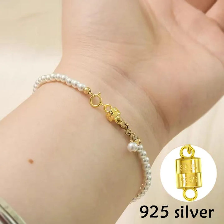 925 Silver Double Lobster Magnetic Necklace Clasps，Magnetic Necklace Clasps and Closures for Bracelet Necklace Extender