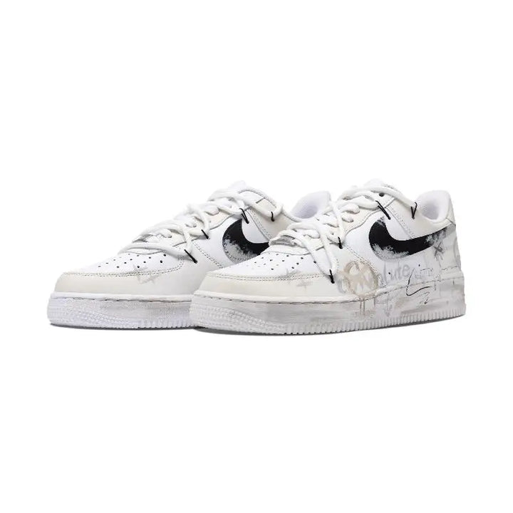 【Customize】Nike Air Force 1 Skateboarding Shoes Women's Low-top Grey/white/yellow Sneakers shoes DD8959-100