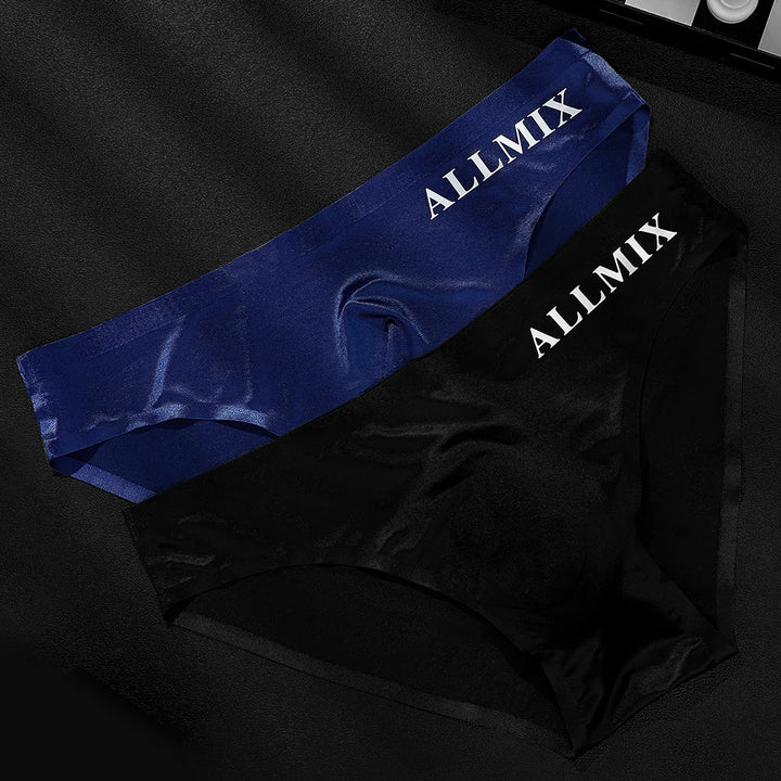 Letter Sexy Men Briefs Ball Pouch Triangle Pants Ice Silk Low Waist Men's Panties Ultra Thin Breathable Comfort Sports Underwear