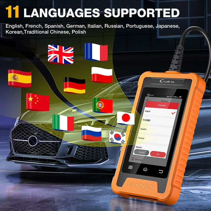 LAUNCH X431 Elite Car Diagnostic Tools Full System Auto OBD OBD2 Scanner Active Test ECU Coding Multilingual Free Update Online