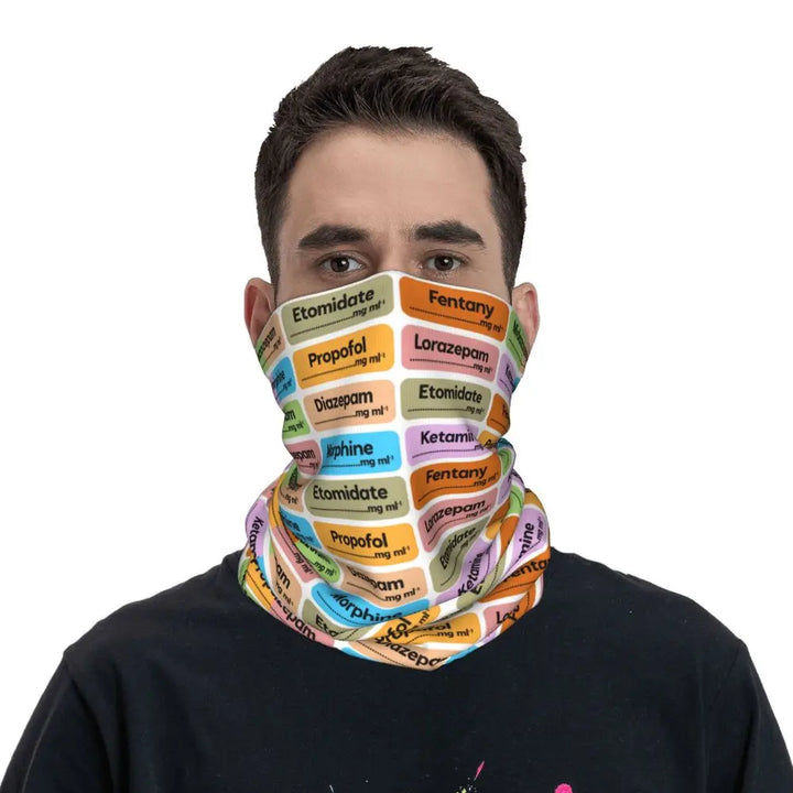Custom Nursing Pattern Nurse Bandana Neck Gaiter for Ski Cycling Women Men Wrap Scarf Health Care Headband Warmer