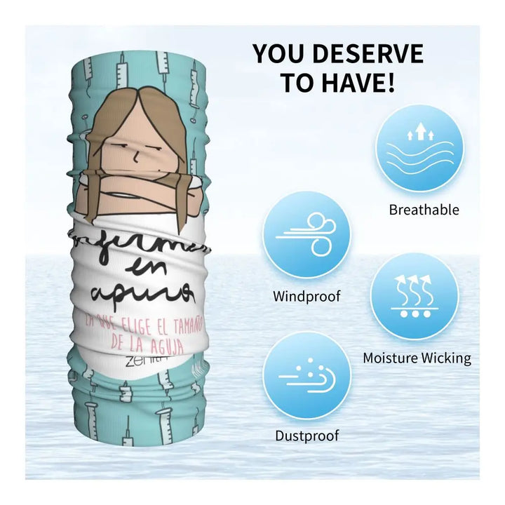 Custom Nursing Pattern Nurse Bandana Neck Gaiter for Ski Cycling Women Men Wrap Scarf Health Care Headband Warmer
