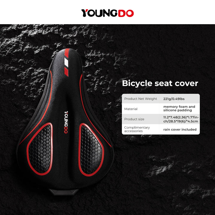 YOUNGDO Bike Seat Cushion Cover Comfortable Breathable Cycling Gel Pad Bicycle Saddle Cushion for MTB Mountain Road Bike Outdoor