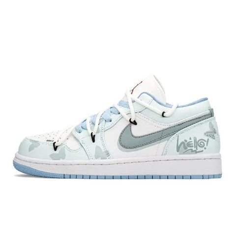 【Customize】Air Jordan 1 Vintage Basketball Shoes Women's Low-top Blue/gray Sneakers shoes DC0774-164