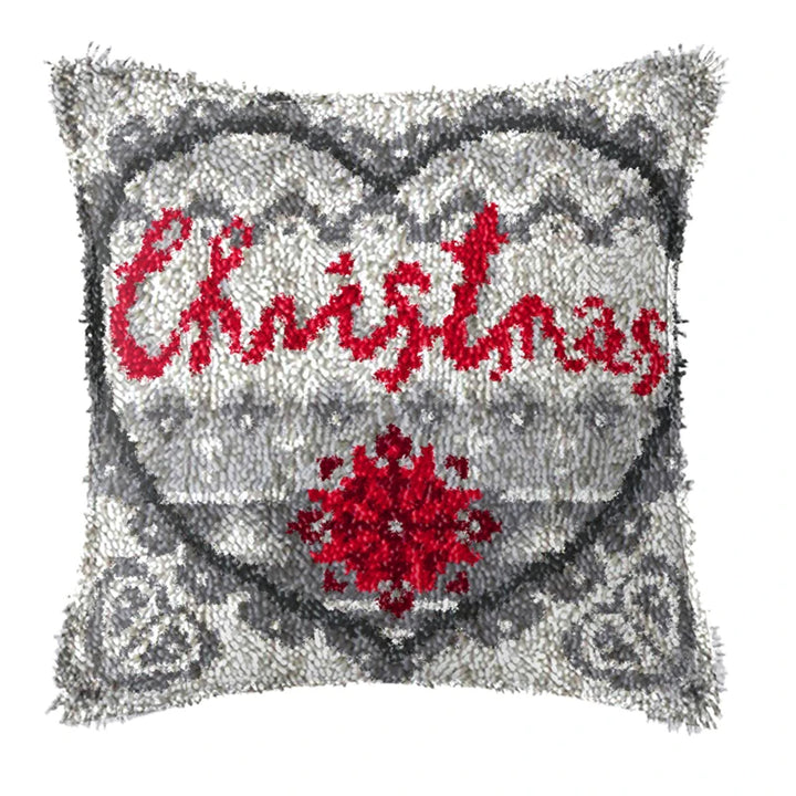Christmas Vintage Classic Latch Hook Set Embroideried Latch Hook Kits Flower Latch Hook Pillow Button Pad Package Handmade Cross