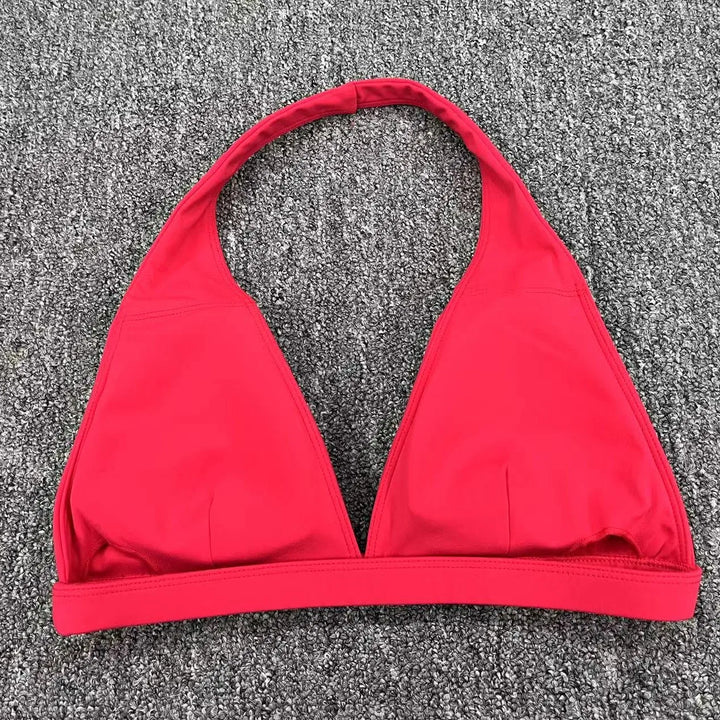 Sexy V-neck Sport Bra Women Underwear Sportswear Halter Backless Top for Fitness Yoga Wear Female Gym Active Bra with Cups White