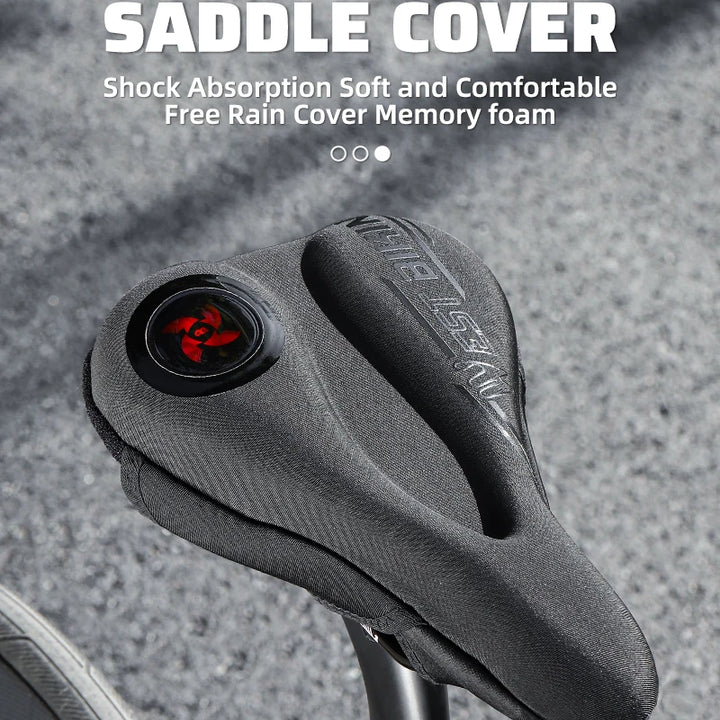 WEST BIKING Comfortable Bicycle Saddle Cover Breathable Rebound Silicone Foam Bike Seat Cover With Rain Cover Bike Accessories