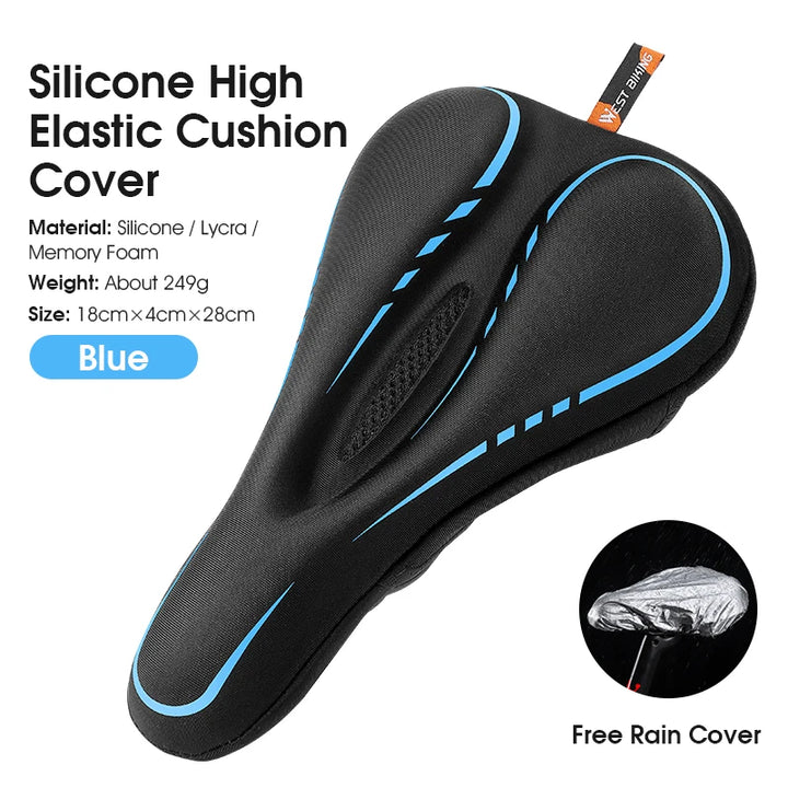 WEST BIKING Bicycle Saddle Cover Silicone Shockproof Bike Cushion Cover Breathable Rebound Bike Seat Cover Cycling Accessories