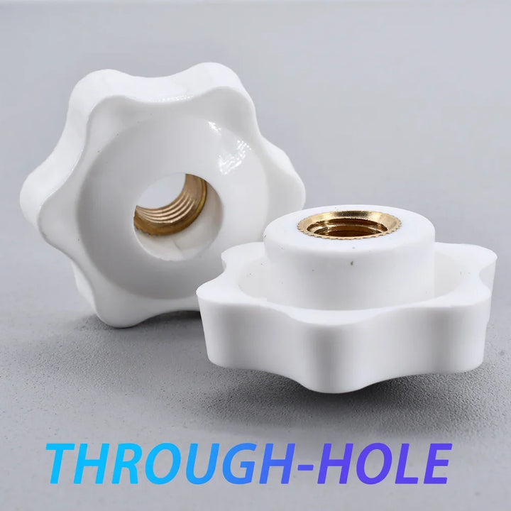 10/5/1Pcs Black White Plum Hand Tighten Torx Thumb Knob Nut Clamping Knob Handle Hand Mechanical Star Nuts M4 M5 M6 M8 M10 M12