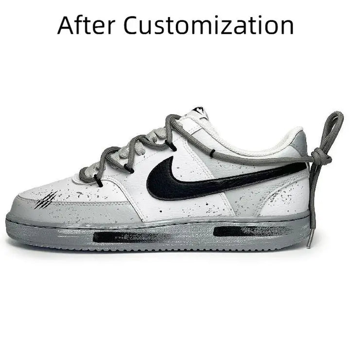 【Customize】Nike Court Borough Skateboarding Shoes Men Low-top Grey/white Sneakers shoes DH2987-101