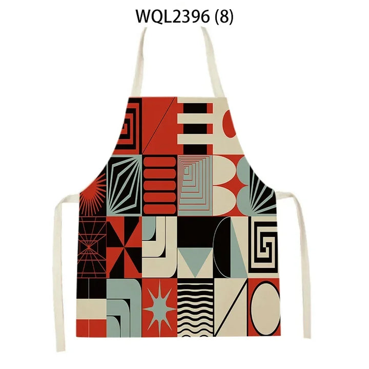 1 Piece Abstract Patchwork Home Kitchen Sleeveless Cleaning Halter Neck Apron Holiday Dinner Baking Cooking Accessories Bib