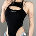 Hollow Out Sexy Bodysuit Lingerie Black Off Shoulder Bustier Hanging Neck Body Feminino Sleeveless Fashion Trends Women Clothing