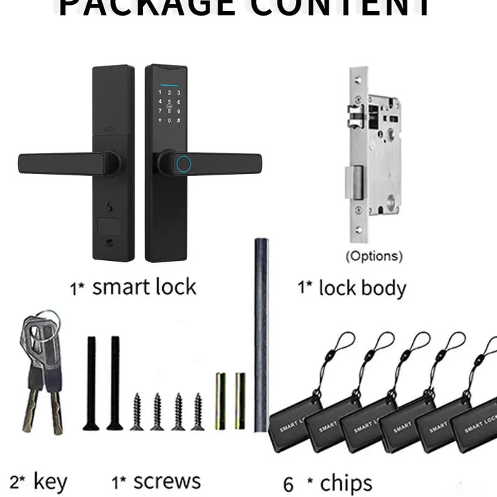 PHIPULO New Smart Door Lock With Tuya APP Digital Electronic Lock Smart Home Wooden Door Lock Biometric Fingerprint