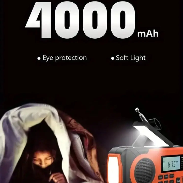Solar Hand Crank Emergency Weather Radio,SW/AM/FM Portable Radio with 3 LED Flashlight 4000mAh Power Bank Cellphone Charger