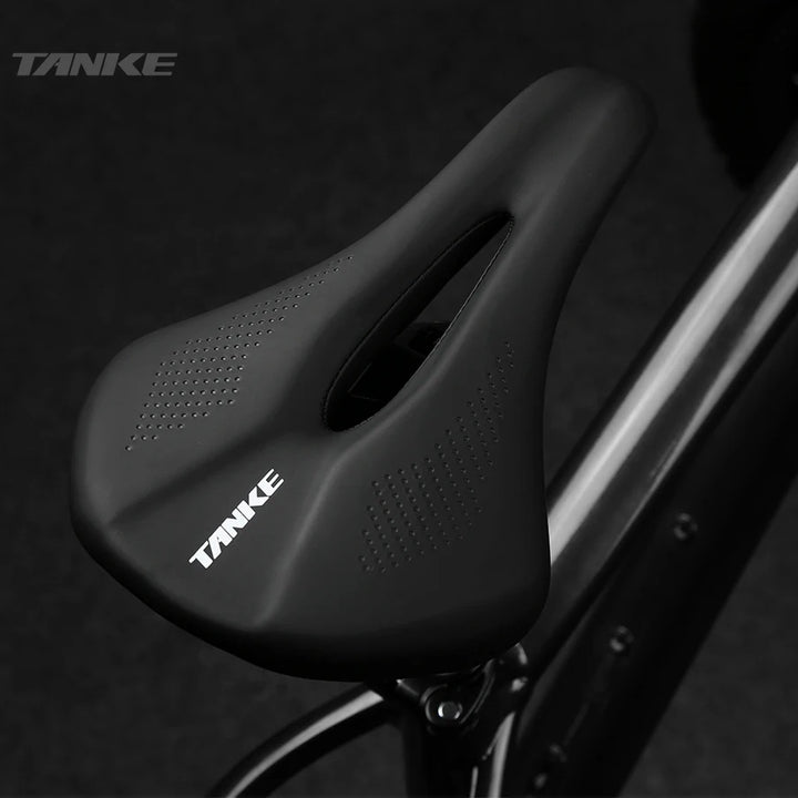 TANKE Hollow Breathable Bicycle Saddle Men Women MTB Road Bike Saddle Shock Absorbing Comfortable Big Butt Bike Seat Safety-PU