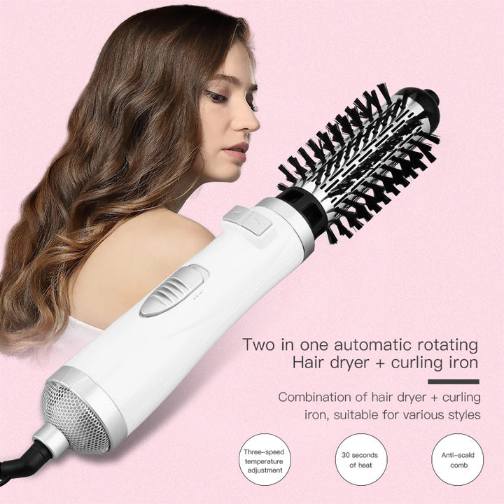 Negative Ionic Blow Hair Dryer Hot Air Brush Hair Straightening Comb Curling Iron Multifunctional 3-In-1 Automatic Hot Air Comb