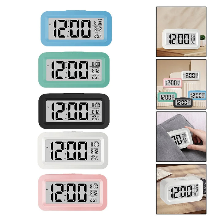 1 Pcs Cute Digital Alarm Clock Backlight Snooze Mute Calendar Clock Desktop Table Clocks Temperature Electronic LED Clock