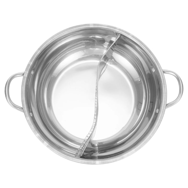30cm Twin Divided Hot Pot Stainless Steel Hotpot Kitchen Cooker Gas Stove Compatible Pots Home Kitchen Cookware Soup Cooking