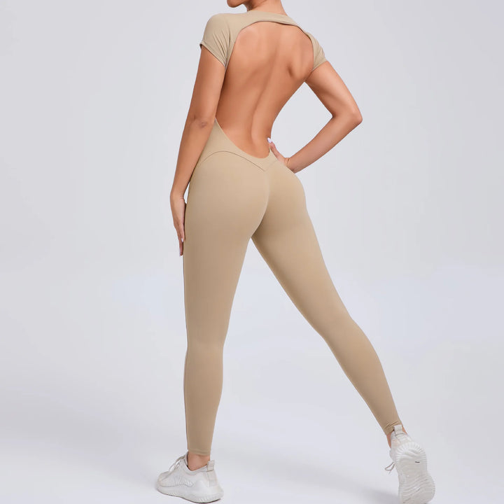 Yoga Set Sexy Backless One-piece Suit Female Rompers Quick Dry Yoga Clothing Workout Bodysuits Flared Sports Jumpsuit Women